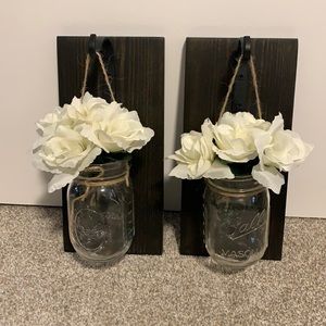 Wood and mason jar sconces